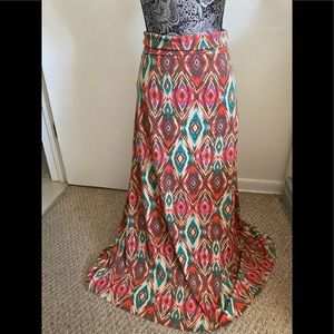 MOSSIMO SUPPLY CO COLORFUL CORALS ABD TEAL MAXI SKIRT S/P